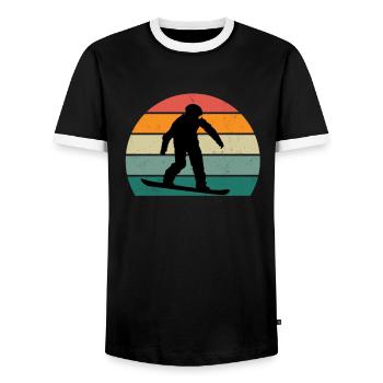 Snowboard Snowboarder Snowboarder Slope Snow - Men's Ringer Shirt - black/white - Front - AI Model Female 172 light (172cm) & AI Model Male 178 light (178cm)