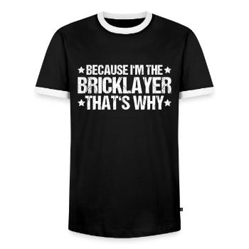 Maurer Maurermeister Mauerwerk Bricklayer Mason - Men's Ringer Shirt - black/white - Front - AI Model Female 172 light (172cm) & AI Model Male 178 light (178cm)