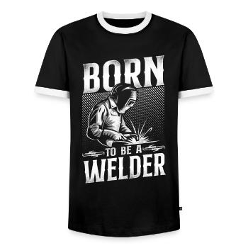Welder Welding Vintage Born To Be - Men's Ringer Shirt - black/white - Front - AI Model Female 172 light (172cm) & AI Model Male 178 light (178cm)