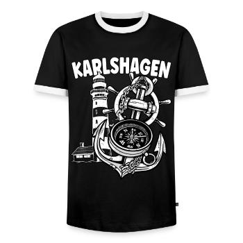 Karlshagen - Men's Ringer Shirt - black/white - Front - AI Model Female 172 light (172cm) & AI Model Male 178 light (178cm)