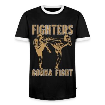 Muay Thai Fighters Gonna Fight Fighter Thai Boxing - Men's Ringer Shirt - black/white - Front - AI Model Female 172 light (172cm) & AI Model Male 178 light (178cm)