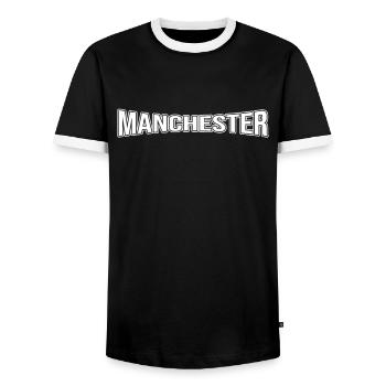 Manchester - Men's Ringer Shirt - black/white - Front - AI Model Female 172 light (172cm) & AI Model Male 178 light (178cm)