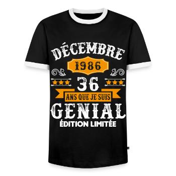 36 Ans Anniversaire Vintage En Décembre 1986 - T-shirt contrasté Homme - noir/blanc - Devant - AI Model Female 172 light (172cm) & AI Model Male 178 light (178cm)