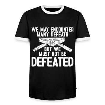 Taekwondo We May Encounter Fighter Fight Karate - Men's Ringer Shirt - black/white - Front - AI Model Female 172 light (172cm) & AI Model Male 178 light (178cm)