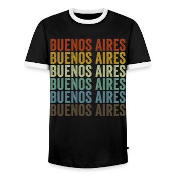 Buenos Aires Argentina Retro Vintage - Men's Ringer Shirt - black/white - Front - AI Model Female 172 light (172cm) & AI Model Male 178 light (178cm)