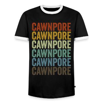 Cawnpore India Rétro Vintage - T-shirt contrasté Homme - noir/blanc - Devant - AI Model Female 172 light (172cm) & AI Model Male 178 light (178cm)