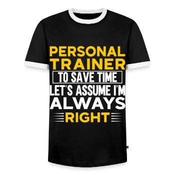 Fitness Workout Motivation Entraîneur personnel - T-shirt contrasté Homme - noir/blanc - Devant - AI Model Female 172 light (172cm) & AI Model Male 178 light (178cm)