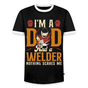 Welder Welding Dad Father Vintage - Men's Ringer Shirt - black/white - Front - AI Model Female 172 light (172cm) & AI Model Male 178 light (178cm)