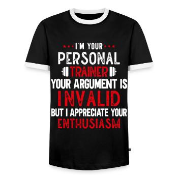 Fitness Workout Motivation Entraîneur personnel - T-shirt contrasté Homme - noir/blanc - Devant - AI Model Female 172 light (172cm) & AI Model Male 178 light (178cm)