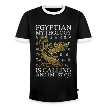 La mythologie égyptienne appelle et je dois y aller - T-shirt contrasté Homme - noir/blanc - Devant - AI Model Female 172 light (172cm) & AI Model Male 178 light (178cm)