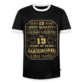 13 birthday 13 years man 13 years legendary 13 - Men's Ringer Shirt - black/white - Front - AI Model Female 172 light (172cm) & AI Model Male 178 light (178cm)