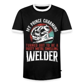Soudeur Soudage Girlfriend Vintage - T-shirt contrasté Homme - noir/blanc - Devant - AI Model Female 172 light (172cm) & AI Model Male 178 light (178cm)