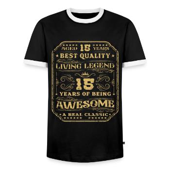 14 birthday 14 years man 14 years legendary 14 - Men's Ringer Shirt - black/white - Front - AI Model Female 172 light (172cm) & AI Model Male 178 light (178cm)