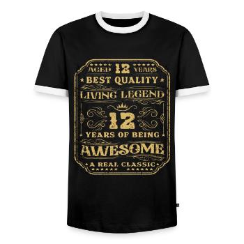 12 birthday 12 years man 12 years legend 12 years - Men's Ringer Shirt - black/white - Front - AI Model Female 172 light (172cm) & AI Model Male 178 light (178cm)
