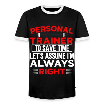 Fitness Workout Motivation Entraîneur personnel - T-shirt contrasté Homme - noir/blanc - Devant - AI Model Female 172 light (172cm) & AI Model Male 178 light (178cm)