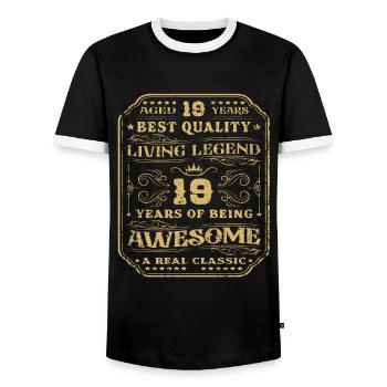 19 birthday 19 years man 19 years legend 19 - Men's Ringer Shirt - black/white - Front - AI Model Female 172 light (172cm) & AI Model Male 178 light (178cm)