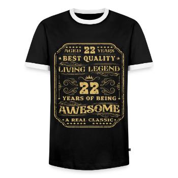 22 birthday 22 years man 22 years legendary 22 - Men's Ringer Shirt - black/white - Front - AI Model Female 172 light (172cm) & AI Model Male 178 light (178cm)