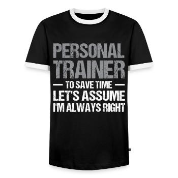 Fitness Workout Motivation Entraîneur personnel - T-shirt contrasté Homme - noir/blanc - Devant - AI Model Female 172 light (172cm) & AI Model Male 178 light (178cm)