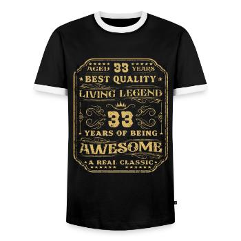 33 birthday 33 years man 33 years legendary 33 - Men's Ringer Shirt - black/white - Front - AI Model Female 172 light (172cm) & AI Model Male 178 light (178cm)