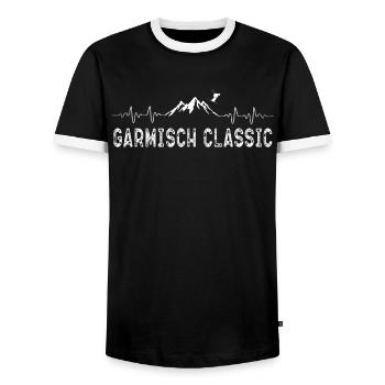 Skifahren Ski Garmisch Classic - Männer Kontrast-T-Shirt - Schwarz/Weiß - Vorne - AI Model Female 172 light (172cm) & AI Model Male 178 light (178cm)