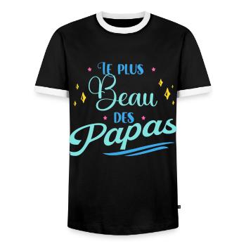 Le Plus Beau Des Papas Idée Cadeau Fête Des Pères - T-shirt contrasté Homme - noir/blanc - Devant - AI Model Female 172 light (172cm) & AI Model Male 178 light (178cm)