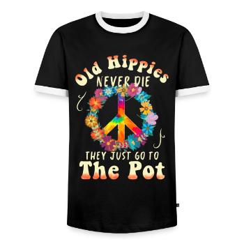 Hippie Peace Groovy Flowerpower Boho Woodstock - T-shirt contrasté Homme - noir/blanc - Devant - AI Model Female 172 light (172cm) & AI Model Male 178 light (178cm)