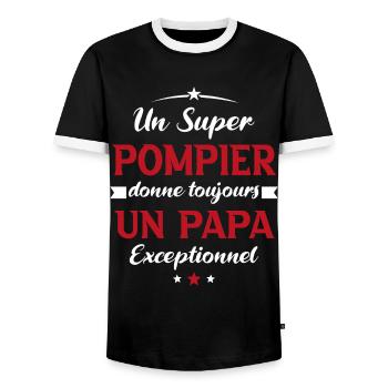 Pompier futur papa sapeur pompier anniversaire - T-shirt contrasté Homme - noir/blanc - Devant - AI Model Female 172 light (172cm) & AI Model Male 178 light (178cm)