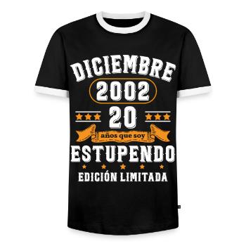 20 Ans Anniversaire Vintage Né(e) en Décembre 2002 - T-shirt contrasté Homme - noir/blanc - Devant - AI Model Female 172 light (172cm) & AI Model Male 178 light (178cm)