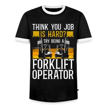 Certified Forklift Truck Operator - Männer Kontrast-T-Shirt - Schwarz/Weiß - Vorne - AI Model Female 172 light (172cm) & AI Model Male 178 light (178cm)