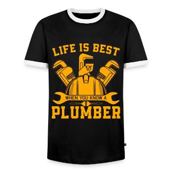 Plumber Life Is Best Tool Plumbing Pipe Plumbers - Men's Ringer Shirt - black/white - Front - AI Model Female 172 light (172cm) & AI Model Male 178 light (178cm)