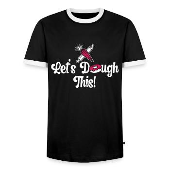 Baker Let's Dough This Baking Cupcake Bakery Cake - Men's Ringer Shirt - black/white - Front - AI Model Female 172 light (172cm) & AI Model Male 178 light (178cm)
