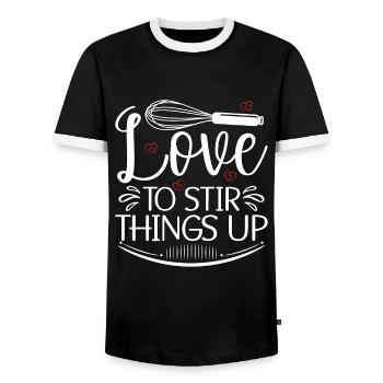 Baker Baking Love To Stir Things Up Bakery Cupcake - Men's Ringer Shirt - black/white - Front - AI Model Female 172 light (172cm) & AI Model Male 178 light (178cm)