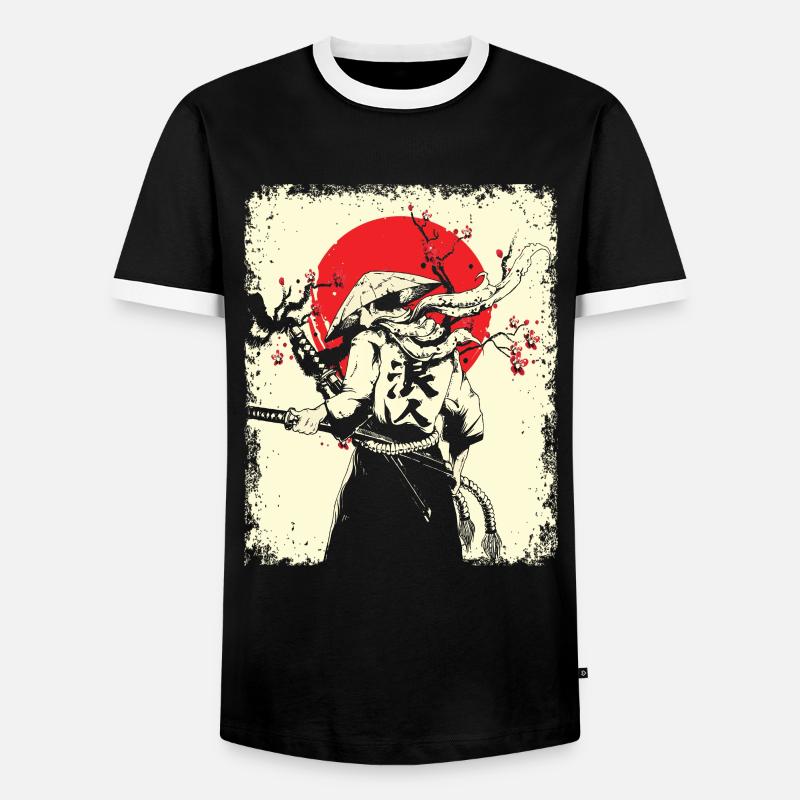Samurai - Männer Kontrast-T-Shirt - Schwarz/Weiß