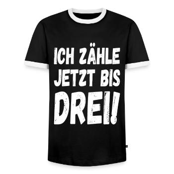 Ich zähle jetzt bis drei - Männer Kontrast-T-Shirt - Schwarz/Weiß - Vorne - AI Model Female 172 light (172cm) & AI Model Male 178 light (178cm)