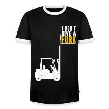 Forklift Warehousing Logistician Forklift Driver - Men's Ringer Shirt - black/white - Front - AI Model Female 172 light (172cm) & AI Model Male 178 light (178cm)