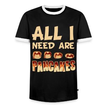 All I need are pancakes - Men's Ringer Shirt - black/white - Front - AI Model Female 172 light (172cm) & AI Model Male 178 light (178cm)