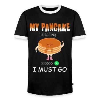 Appels de crêpes - Funny Pancake - T-shirt contrasté Homme - noir/blanc - Devant - AI Model Female 172 light (172cm) & AI Model Male 178 light (178cm)
