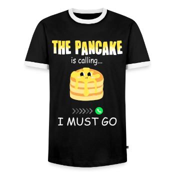 Appels de crêpes - Funny Pancake - T-shirt contrasté Homme - noir/blanc - Devant - AI Model Female 172 light (172cm) & AI Model Male 178 light (178cm)