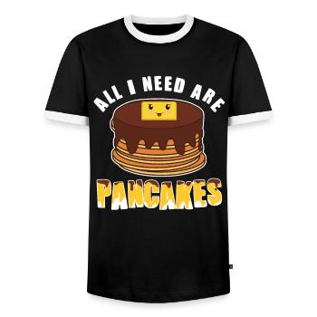 All I need are pancakes - Men's Ringer Shirt - black/white - Front - AI Model Female 172 light (172cm) & AI Model Male 178 light (178cm)