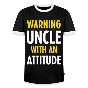 Uncle With An Attitude - Männer Kontrast-T-Shirt - Schwarz/Weiß - Vorne - AI Model Female 172 light (172cm) & AI Model Male 178 light (178cm)