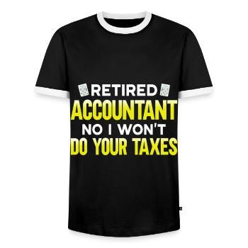 Accountant Gift Profession Finance Tax Advisor - Men's Ringer Shirt - black/white - Front - AI Model Female 172 light (172cm) & AI Model Male 178 light (178cm)
