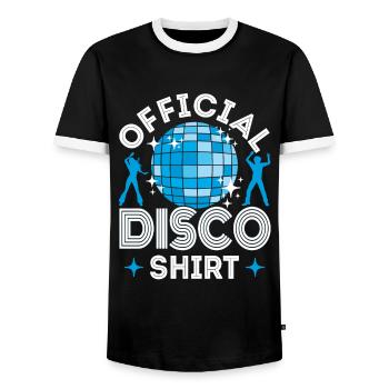 Disco 80s 70s Disco Party Outfit Discotheque - Men's Ringer Shirt - black/white - Front - AI Model Female 172 light (172cm) & AI Model Male 178 light (178cm)