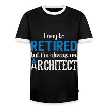 Architect Gift Profession Architecture Job Architect - Men's Ringer Shirt - black/white - Front - AI Model Female 172 light (172cm) & AI Model Male 178 light (178cm)