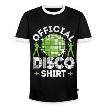 Disco 70s 80s Disco Party Outfit Discotheque - Men's Ringer Shirt - black/white - Front - AI Model Female 172 light (172cm) & AI Model Male 178 light (178cm)