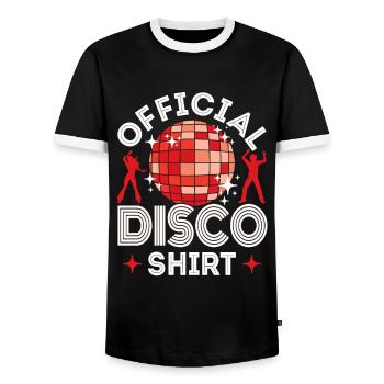 Disco 80s 70s Disco Party Outfit Discotheque - Men's Ringer Shirt - black/white - Front - AI Model Female 172 light (172cm) & AI Model Male 178 light (178cm)