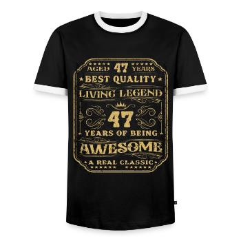 47 birthday 47 years man 47 years legendary 47 - Men's Ringer Shirt - black/white - Front - AI Model Female 172 light (172cm) & AI Model Male 178 light (178cm)