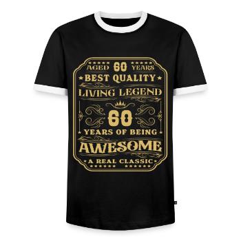 60 birthday 60 years man 60 years legendary 60 - Men's Ringer Shirt - black/white - Front - AI Model Female 172 light (172cm) & AI Model Male 178 light (178cm)