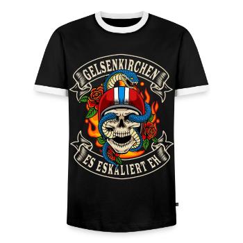 Gelsenkirchen cadeau de motard il s’intensifie de toute façon - T-shirt contrasté Homme - noir/blanc - Devant - AI Model Female 172 light (172cm) & AI Model Male 178 light (178cm)