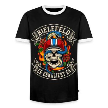 Bielefeld cadeau motard il escalade de toute façon Bielefeld - T-shirt contrasté Homme - noir/blanc - Devant - AI Model Female 172 light (172cm) & AI Model Male 178 light (178cm)