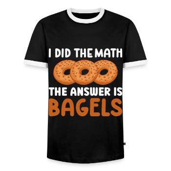 Bagel Food Gift Bagel - Men's Ringer Shirt - black/white - Front - AI Model Female 172 light (172cm) & AI Model Male 178 light (178cm)